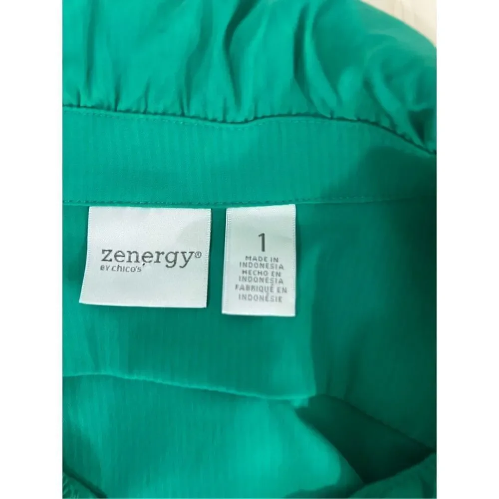 Zenergy Chicos Stripe Jacket Size 1 Green full Zipper Stretch Pocket Outdoor